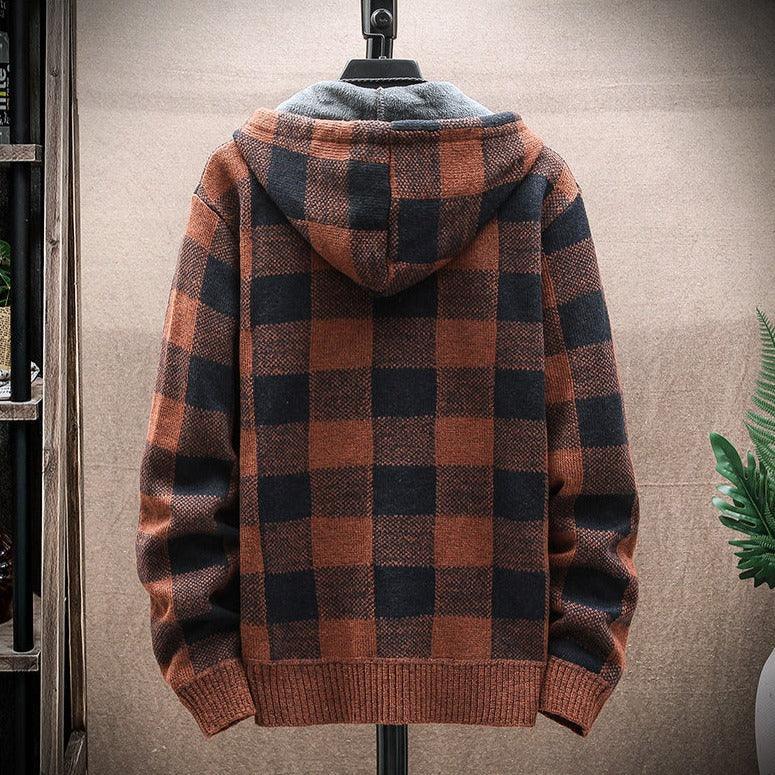 Moletom Masculino Xadrez com Capuz Romenzi RZ103 em padrão clássico material premium e capuz que oferece estilo conforto e proteção nos dias frios