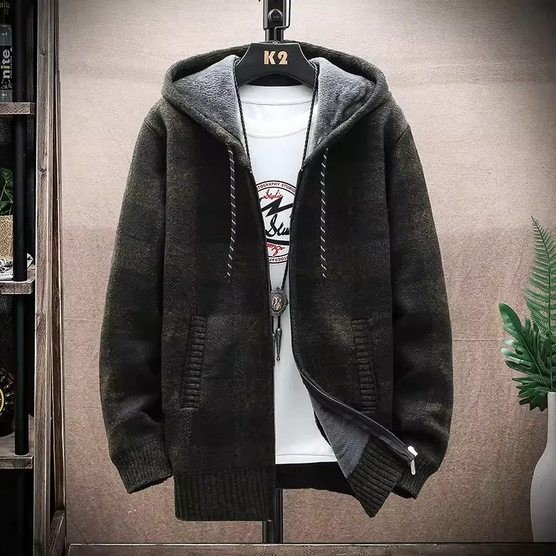 Moletom Masculino Xadrez com Capuz Romenzi RZ103 em padrão clássico material premium e capuz que oferece estilo conforto e proteção nos dias frios