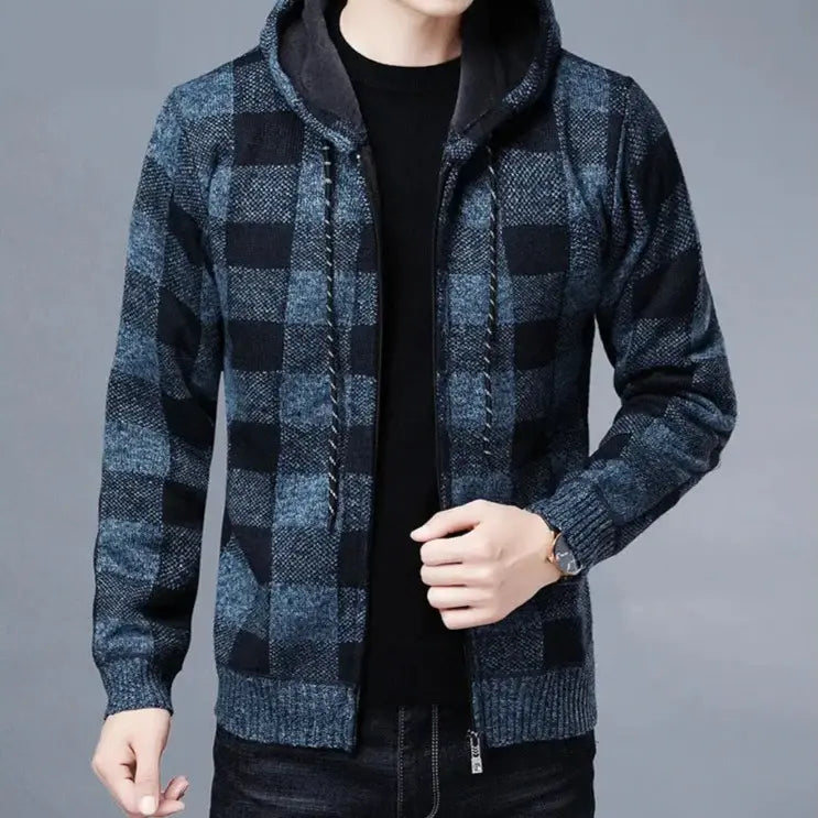 Moletom Xadrez Masculino com Capuz Romenzi RZ110 com design xadrez elegante capuz e conforto que combinam estilo casual e modernidade