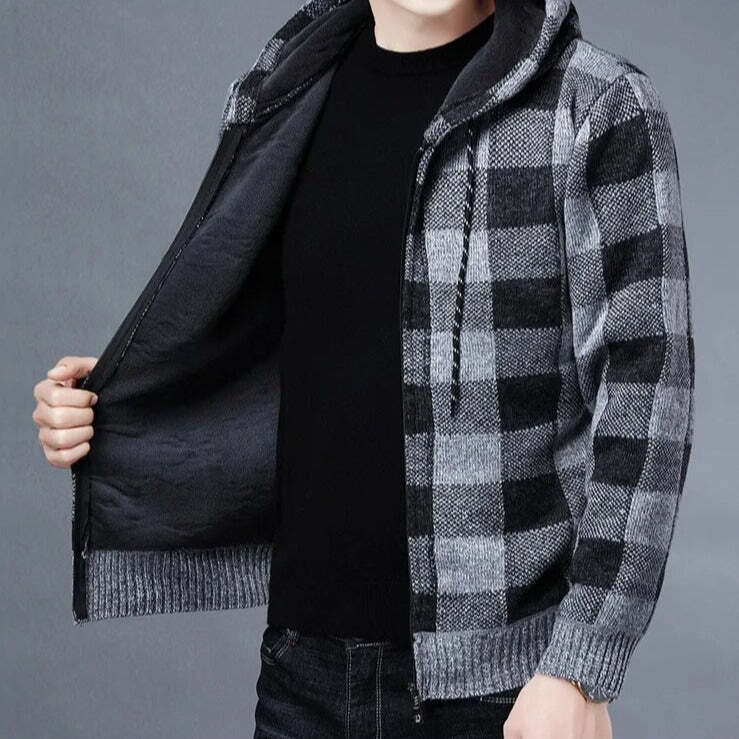 Moletom Xadrez Masculino com Capuz Romenzi RZ110 com design xadrez elegante capuz e conforto que combinam estilo casual e modernidade