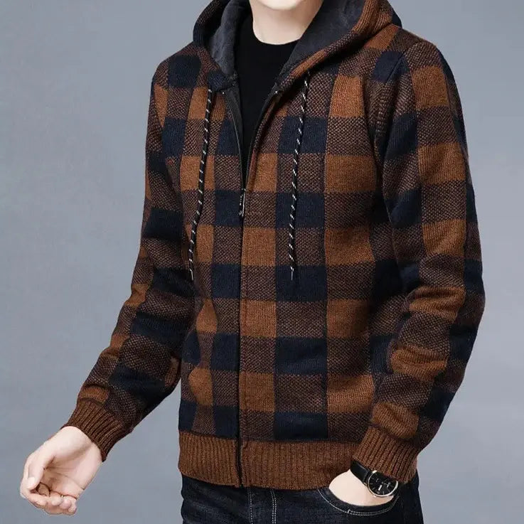 Moletom Xadrez Masculino com Capuz Romenzi RZ110 com design xadrez elegante capuz e conforto que combinam estilo casual e modernidade