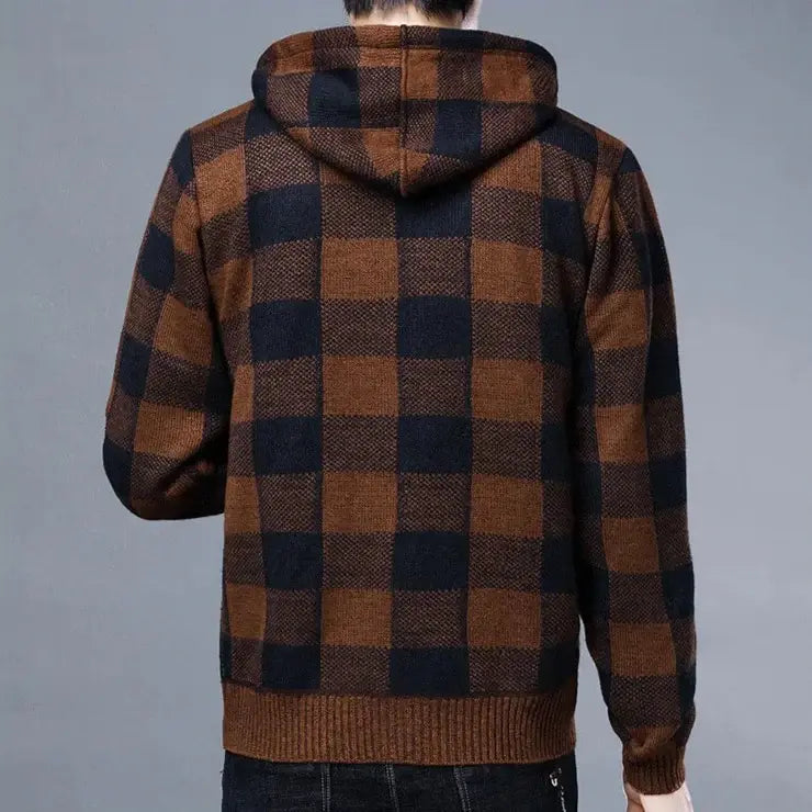 Moletom Xadrez Masculino com Capuz Romenzi RZ110 com design xadrez elegante capuz e conforto que combinam estilo casual e modernidade