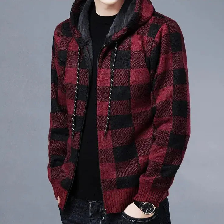 Moletom Xadrez Masculino com Capuz Romenzi RZ110 com design xadrez elegante capuz e conforto que combinam estilo casual e modernidade