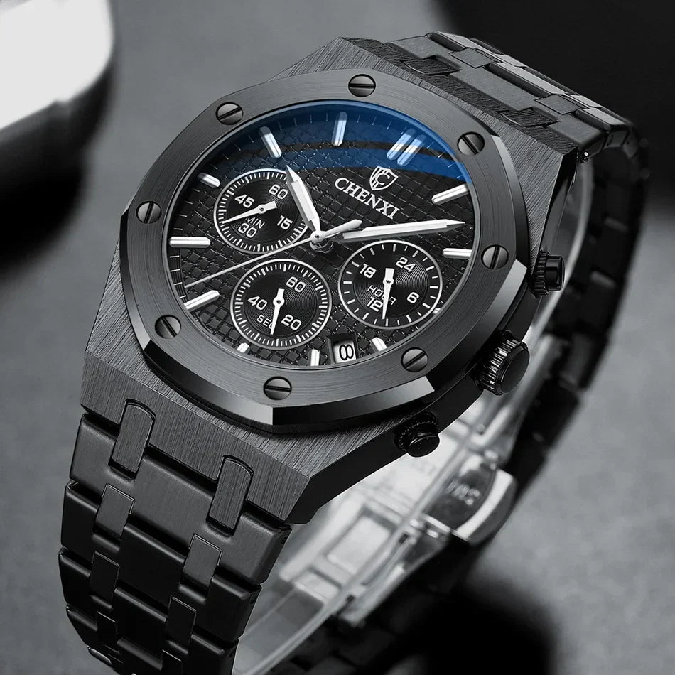 Relógio Masculino Romenzi Aero RZ700 com design imponente, pulseira ajustável e resistência à água, unindo estilo, conforto e durabilidade em todas ocasiões.