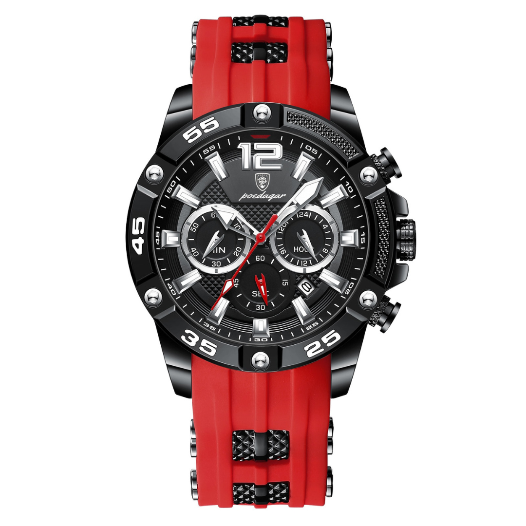 Relógio Masculino Romenzi Agile RZ701 com pulseira em látex e aço inoxidável 904L, design moderno e resistente que une conforto, elegância e praticidade.