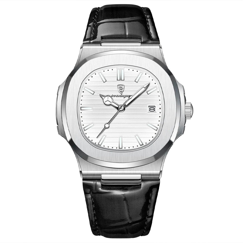 Relógio Masculino Romenzi Noir RZ718 com pulseira em couro genuíno, vidro de safira e design sofisticado que une estilo, durabilidade e precisão.