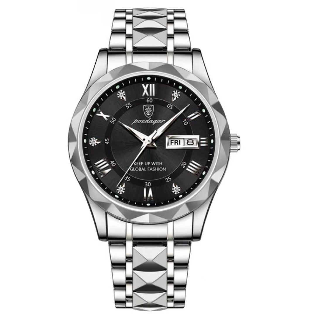 Relógio Masculino Romenzi Polyonix RZ720 com pulseira ajustável, resistência à água e design sofisticado que une estilo, durabilidade e conforto.