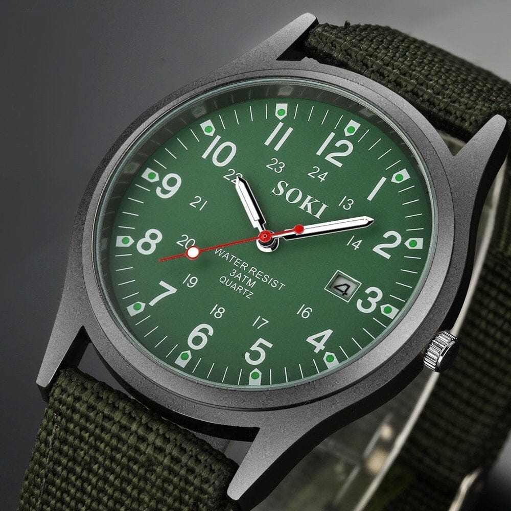 Relógio Masculino SOKI Romenzi RZ534 com design robusto, pulseira em corda naval ultra resistente, vidro de quartzo e resistência à água até 30 metros.