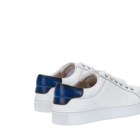 Tênis Masculino Romenzi RZ415 em couro premium azul marinho ou verde com palmilha macia e design sofisticado para conforto e estilo diário.