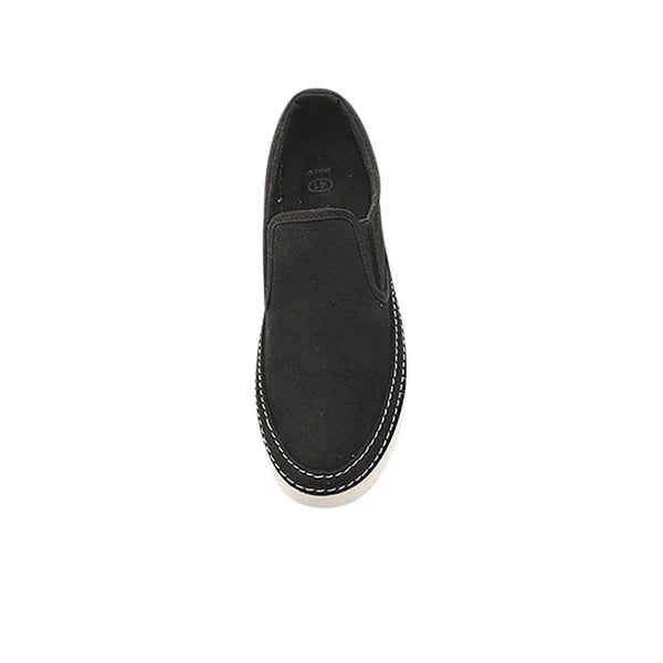 Tênis masculino Romenzi RZ430 na versão slip on, exibido em verde musgo, com design moderno, palmilha em PU e fechamento sem cadarço.