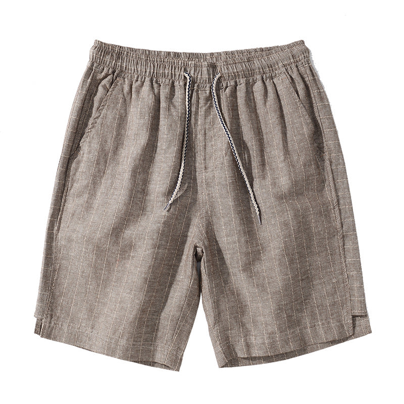 Bermuda de Linho Listrada Romenzi RZ503 feita em linho nobre, leve e respirável, com estampa discreta e caimento sofisticado para estilo refinado.