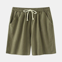 Bermuda de Linho Masculina Romenzi RZ501 feita em linho de alta qualidade, leve e respirável, com caimento clássico e elegante para estilo sofisticado.