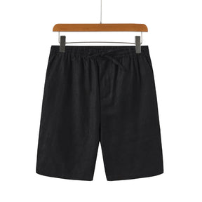 Bermuda de Linho Masculina Romenzi RZ502 em linho nobre, leve e respirável, caimento clássico e sofisticado, estilo Old Money e acabamento refinado.