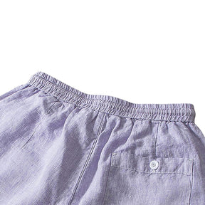 Bermuda Linho Masculina Romenzi Phuket RZ499 feita em tecido leve e arejado, ideal para dias ensolarados, com caimento sofisticado e elegante.