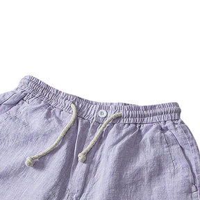 Bermuda Linho Masculina Romenzi Phuket RZ499 feita em tecido leve e arejado, ideal para dias ensolarados, com caimento sofisticado e elegante.