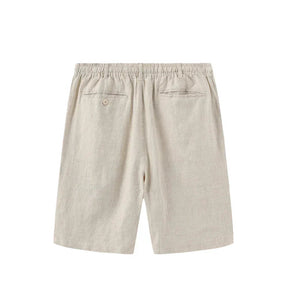 Bermuda Linho Masculina Romenzi RZ495 em tecido de linho leve e sofisticado, caimento moderno, ideal para estilo casual e eventos à beira-mar.