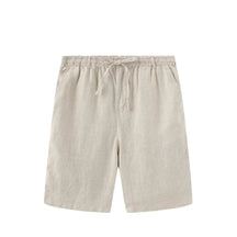 Bermuda Linho Masculina Romenzi RZ495 em tecido de linho leve e sofisticado, caimento moderno, ideal para estilo casual e eventos à beira-mar.