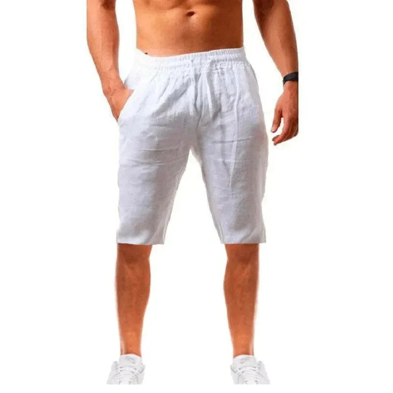 Bermuda Masculina Elegance Romenzi RZ526 feita em algodão e linho, leve e arejada, com caimento sofisticado e moderno que une conforto e estilo.