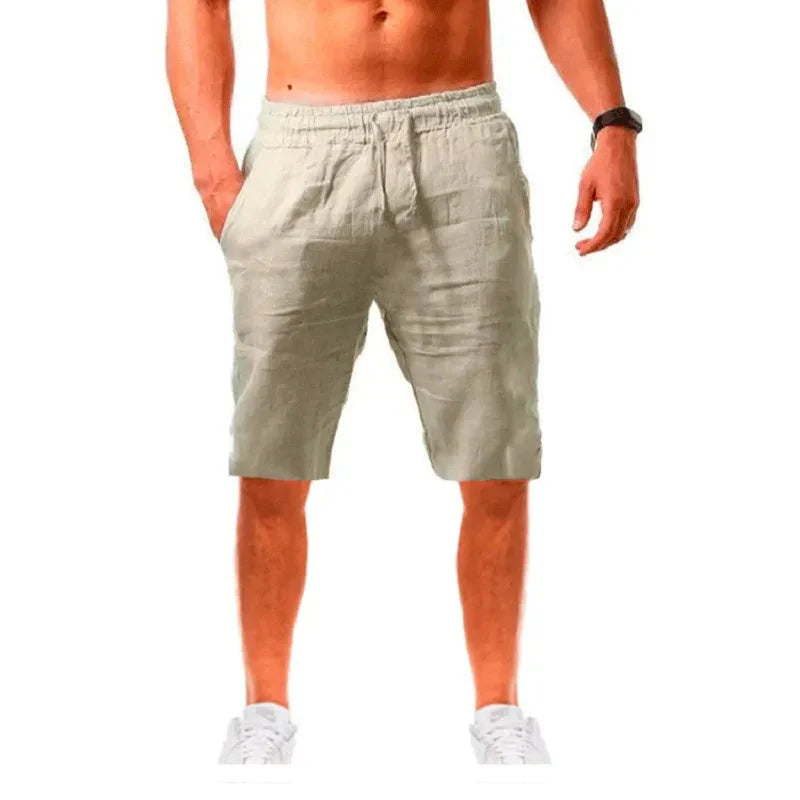 Bermuda Masculina Elegance Romenzi RZ526 feita em algodão e linho, leve e arejada, com caimento sofisticado e moderno que une conforto e estilo.