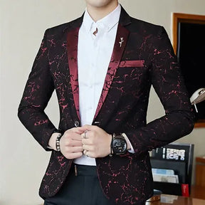 Blazer Masculino Realm Romenzi RZ060, em acetato e poliéster, botão único central, cores preto, azul e vinho.
