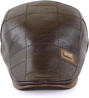 Boina Masculina de Couro Romenzi Vintage RZ268 em couro premium, design clássico italiano, ajuste ergonômico e versatilidade para looks casuais e formais.