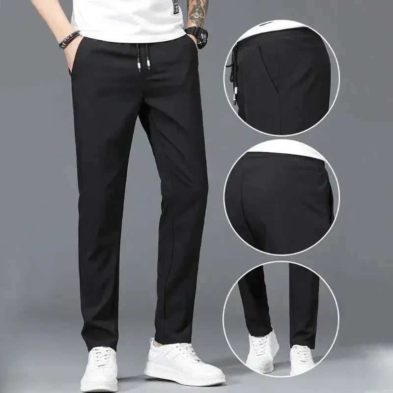 Calça Casual Masculina Romenzi Elastic RZ258 com design moderno, ajuste confortável e bolsos práticos. Elegância e versatilidade para diversas ocasiões.