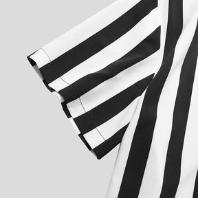 Camisa Manga Curta com Gola Padre Listrada Romenzi RZ572 em tecido leve, com caimento impecável, estilo moderno e elegância para diferentes ocasiões.