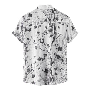 Camisa Manga Curta Estampada Romenzi Floral RZ574 feita em tecido leve e respirável, com estampas florais vibrantes que unem conforto, frescor e estilo.