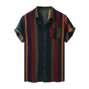 Camisa Manga Curta Leve Listrada Romenzi RZ598 feita em tecido leve e respirável, com caimento moderno que une frescor, estilo casual e sofisticação.