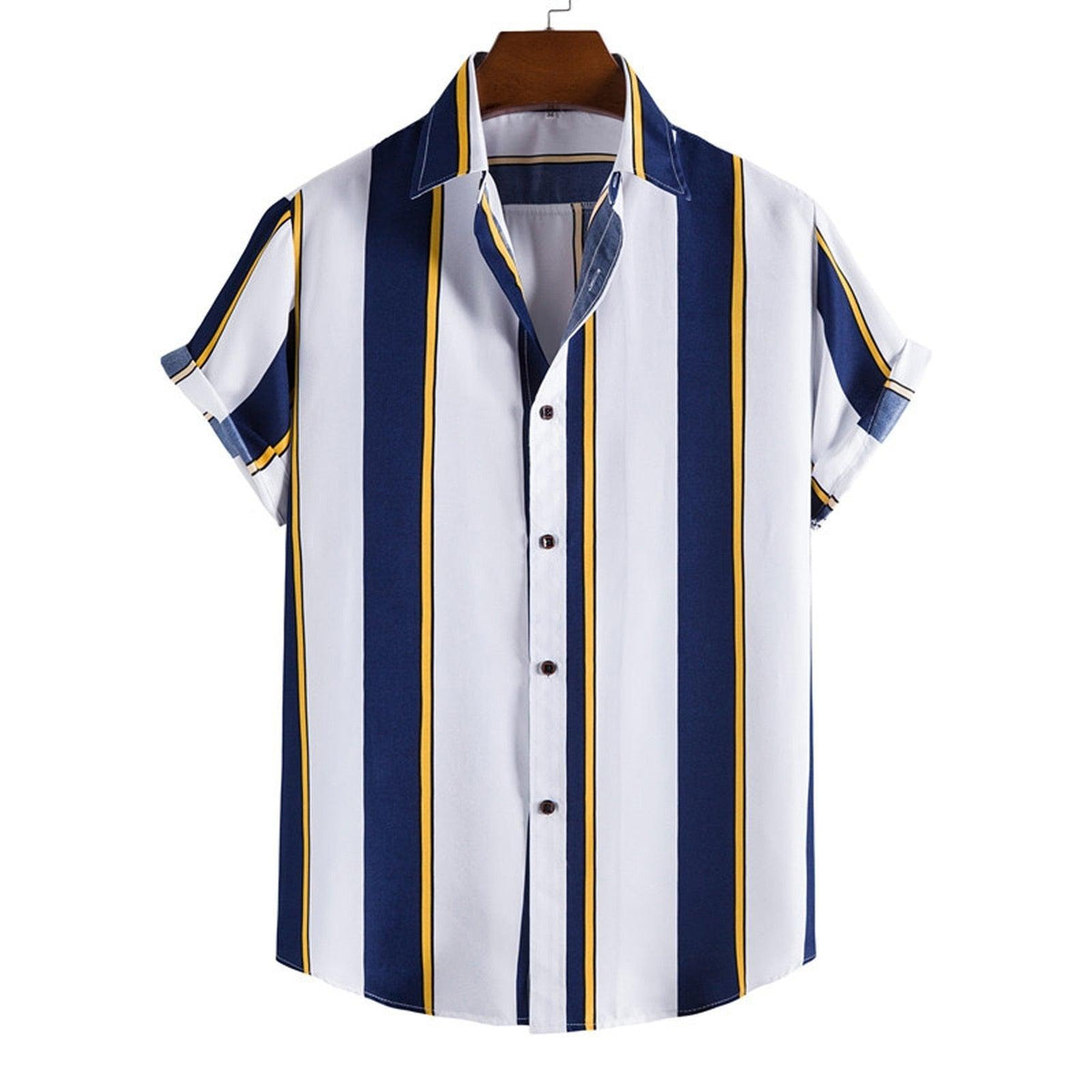 Camisa Manga Curta Listrada Romenzi Navy RZ600 feita em tecido leve e respirável, com design moderno e caimento impecável que transmite sofisticação.