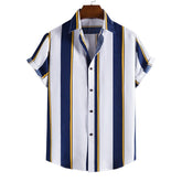 Camisa Manga Curta Listrada Romenzi Navy RZ600 feita em tecido leve e respirável, com design moderno e caimento impecável que transmite sofisticação.