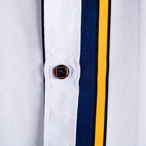 Camisa Manga Curta Listrada Romenzi Navy RZ600 feita em tecido leve e respirável, com design moderno e caimento impecável que transmite sofisticação.