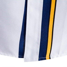 Camisa Manga Curta Listrada Romenzi Navy RZ600 feita em tecido leve e respirável, com design moderno e caimento impecável que transmite sofisticação.