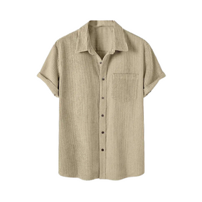 Camisa Manga Curta Romenzi em Veludo Cotelê RZ580 feita em tecido de alta qualidade, com toque macio e design atemporal que une conforto e sofisticação.