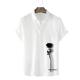 Camisa Manga Curta Romenzi Flower RZ581 feita em tecido leve e respirável, com caimento sofisticado que garante frescor, conforto e estilo casual elegante.