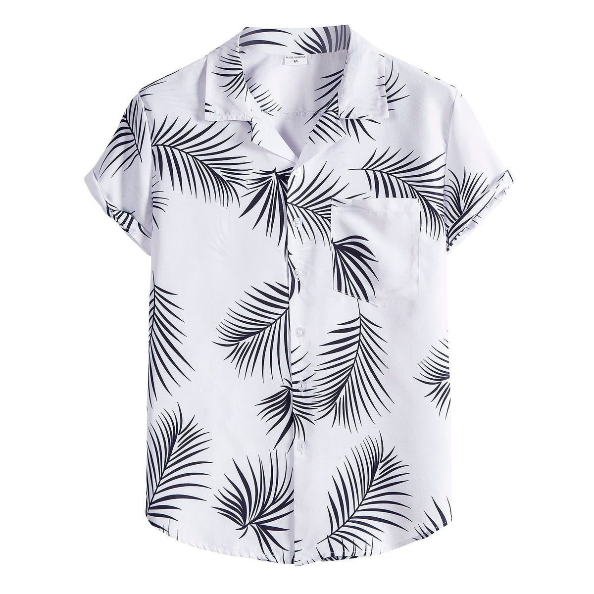 Camisa Manga Curta Romenzi Ipanema RZ584 feita em tecido leve de alta qualidade, com estampa minimalista de folhas que une frescor, estilo e sofisticação.