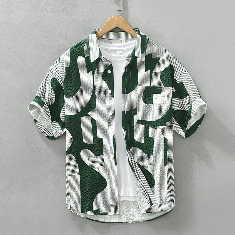 Camisa Manga Curta Romenzi Laguna RZ585 feita em tecido leve e respirável, com caimento impecável que garante frescor, conforto e estilo casual elegante.