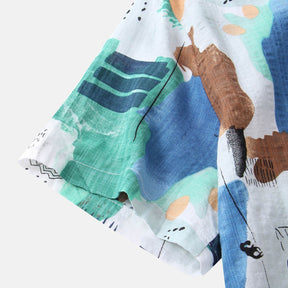 Camisa Manga Curta Romenzi Mirage RZ588 feita em tecido leve, com estampas abstratas modernas e caimento impecável que une frescor, conforto e estilo.