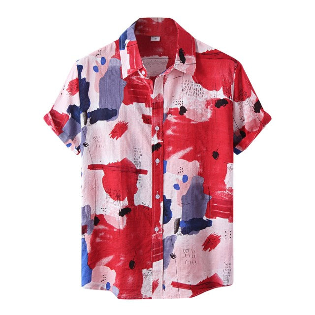 Camisa Manga Curta Romenzi Mirage RZ588 feita em tecido leve, com estampas abstratas modernas e caimento impecável que une frescor, conforto e estilo.
