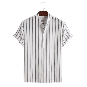 Camisa Manga Curta Romenzi Sierra RZ594 feita em tecido leve, com estampas abstratas modernas e caimento impecável que une frescor, estilo e elegância.