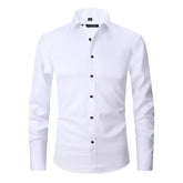 Camisa Social de Algodão Masculina Romenzi RZ083, slim fit, leve e elegante, ideal para ambientes profissionais e eventos formais.