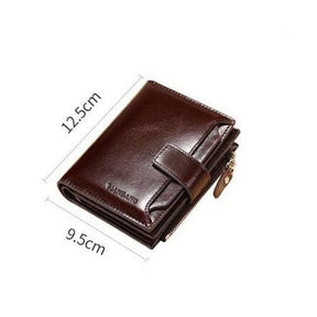 Carteira Masculina de Couro Romenzi RZ478 com zíper, porta-cartões, compartimentos internos e acabamento sofisticado em couro legítimo.