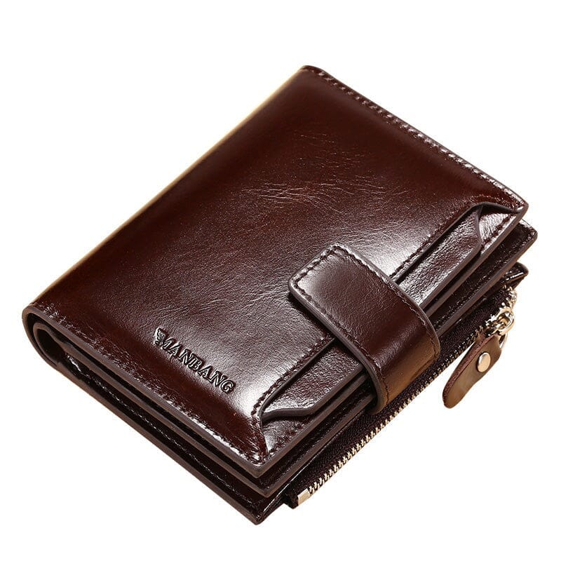 Carteira Masculina de Couro Romenzi RZ478 com zíper, porta-cartões, compartimentos internos e acabamento sofisticado em couro legítimo.