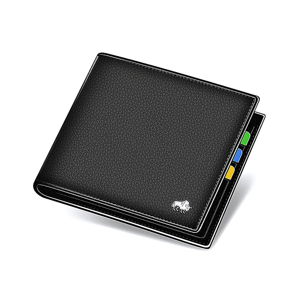 Carteira Masculina de Couro Romenzi RZ487 com acabamento premium, RFID, couro legítimo e compartimentos para cartões, CNH e documentos.