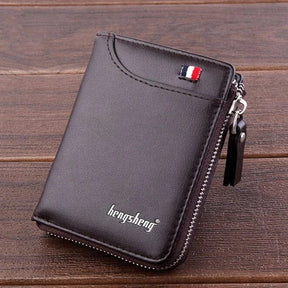 Carteira Masculina de Couro Tyler Romenzi RZ486, compacta e elegante, ideal para documentos, cartões e uso diário com estilo moderno.