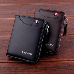 Carteira Masculina de Couro Tyler Romenzi RZ486, compacta e elegante, ideal para documentos, cartões e uso diário com estilo moderno.