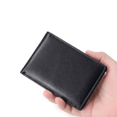 Carteira Masculina Slim Romenzi RZ481 feita em couro PU com costura refinada e compartimentos para dinheiro, cartões e documentos do dia a dia.