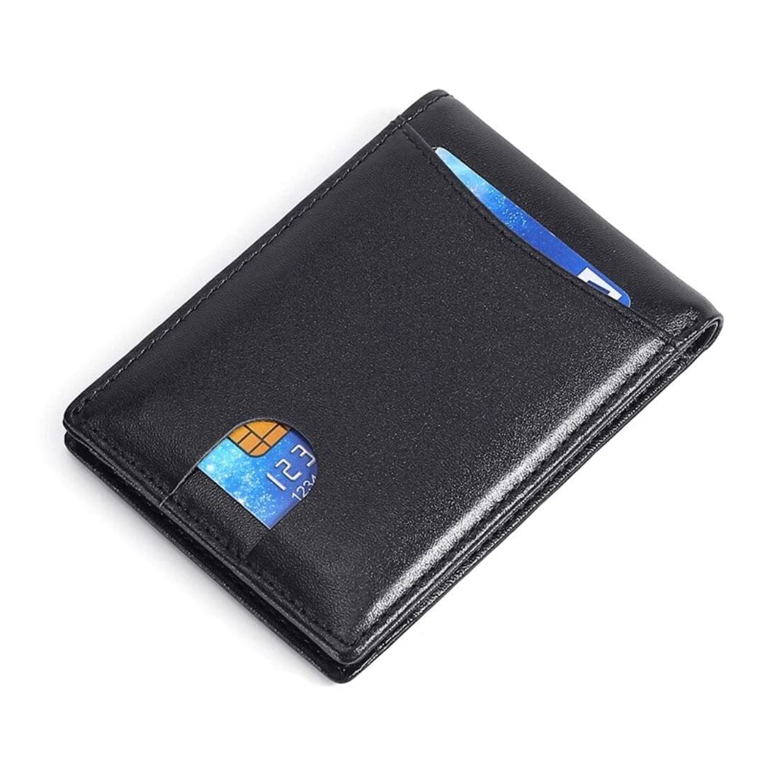 Carteira Masculina Slim Romenzi RZ481 feita em couro PU com costura refinada e compartimentos para dinheiro, cartões e documentos do dia a dia.
