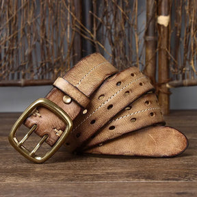 Cinto Masculino de Couro Artesanal Romenzi RZ458 feito à mão com couro legítimo, ideal para looks sofisticados e duráveis.