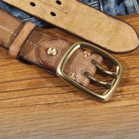 Cinto Masculino de Couro Artesanal Romenzi RZ458 feito à mão com couro legítimo, ideal para looks sofisticados e duráveis.